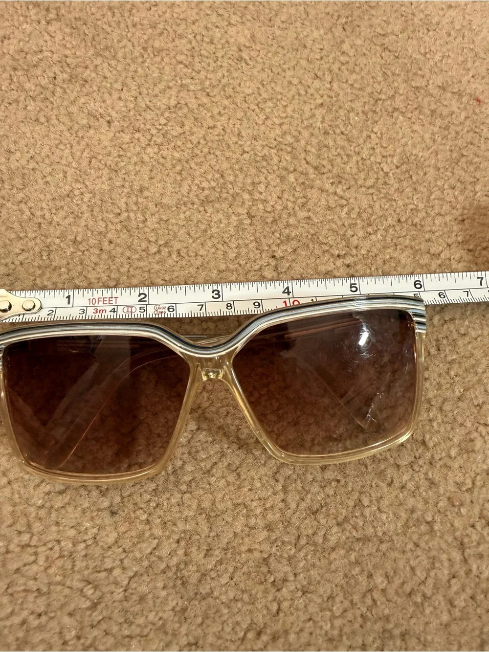 Vintage 1970's Blue white Clear plastic Oversized Grandma Sunglasses